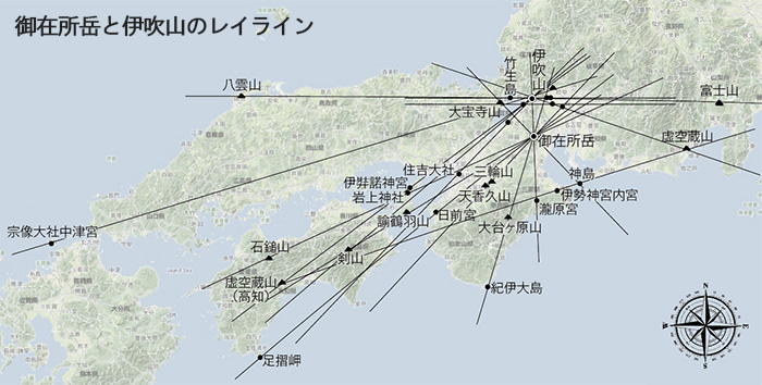 御在所岳と伊吹山のレイライン