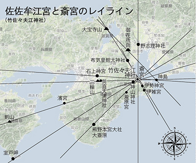 佐佐牟江宮と斎宮のレイライン