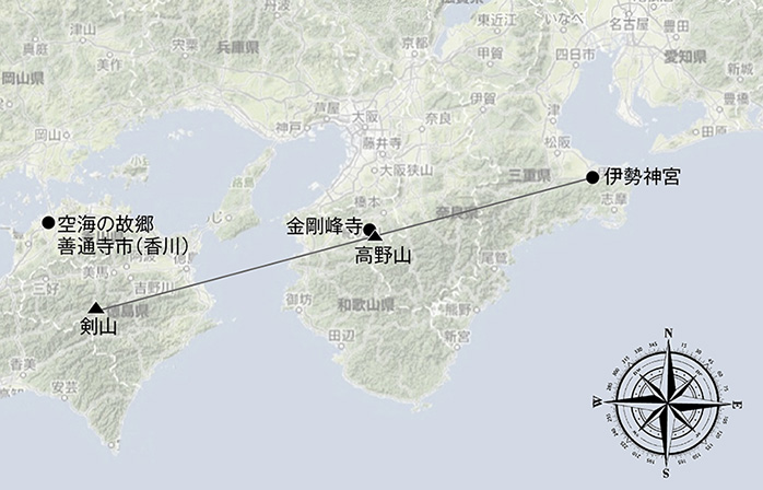 剣山と伊勢神宮を結ぶ仮想線