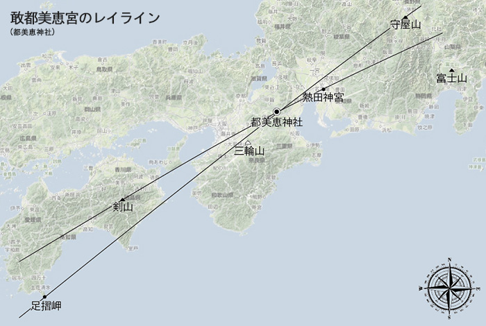 敢都美恵宮(都美恵神社)のレイライン
